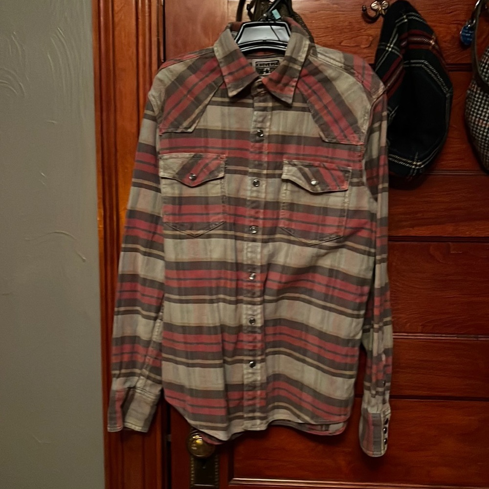 Converse One Star Western Long Sleeve Flannel Denim Pearl Snap Shirt Mens small
